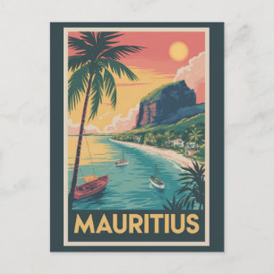 Carte Postale Illustration de la côte de Maurice Art de voyage v