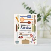 Carte Postale Illustration de la cuisine+Couleur de conception d (Debout devant)