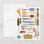 Carte Postale Illustration de la cuisine+Couleur de conception d (Devant / Derrière)