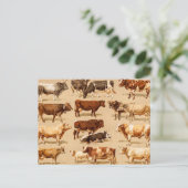 Carte Postale Illustration de la ferme de vaches laitières vinta (Debout devant)