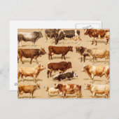 Carte Postale Illustration de la ferme de vaches laitières vinta (Devant / Derrière)