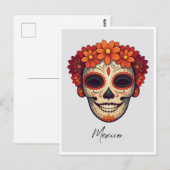 Carte Postale Illustration de la fête mexicaine du masque mort (Devant / Derrière)
