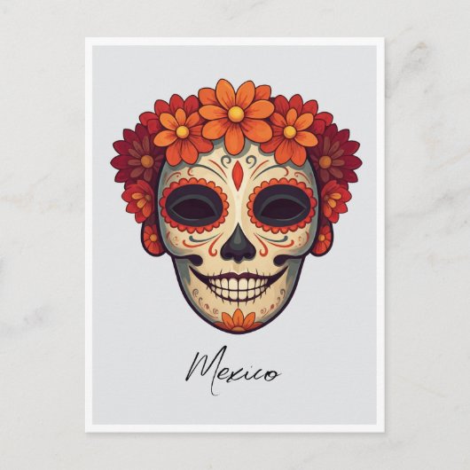 Carte Postale Illustration de la fête mexicaine du masque mort (Devant)