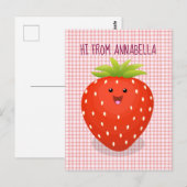 Carte Postale Illustration de la fraise Cute kawaii (Devant / Derrière)