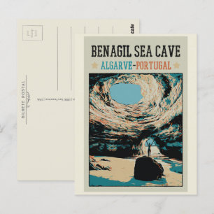 Carte Postale Illustration de la grotte de Benagil Algarve Portu