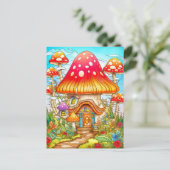 Carte Postale Illustration de la maison de champignons magiques (Debout devant)