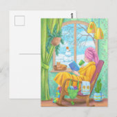 Carte Postale Illustration de la maison d'hiver confortable dess (Devant / Derrière)