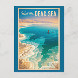 Carte Postale Illustration de la mer Morte Art de voyage Vintage