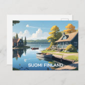 Carte Postale Illustration de la nature en Finlande (Devant / Derrière)
