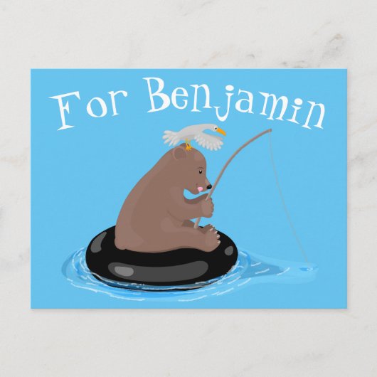 Carte Postale Illustration de la pêche de l'ourson mou (Devant)