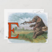 Carte Postale Illustration de la pêche des éléphants (Devant / Derrière)