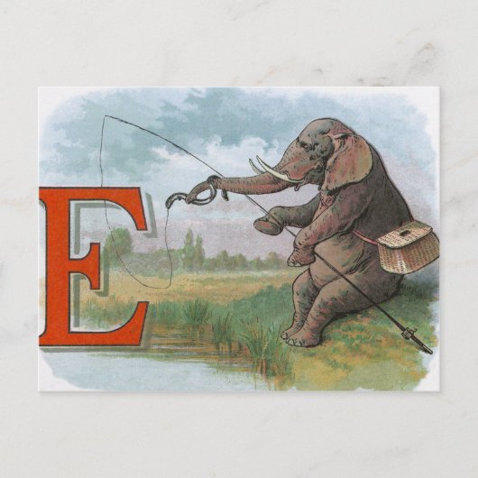 Carte Postale Illustration de la pêche des éléphants (Devant)