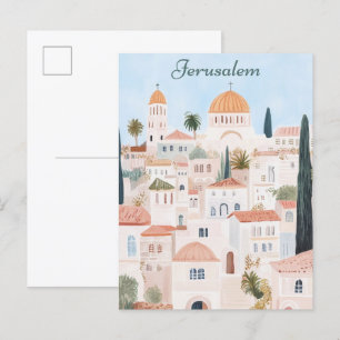 Carte Postale Illustration de la peinture Gouache de Jérusalem V