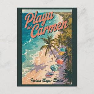 Carte Postale Illustration de la plage de Playa del Carmen Art d