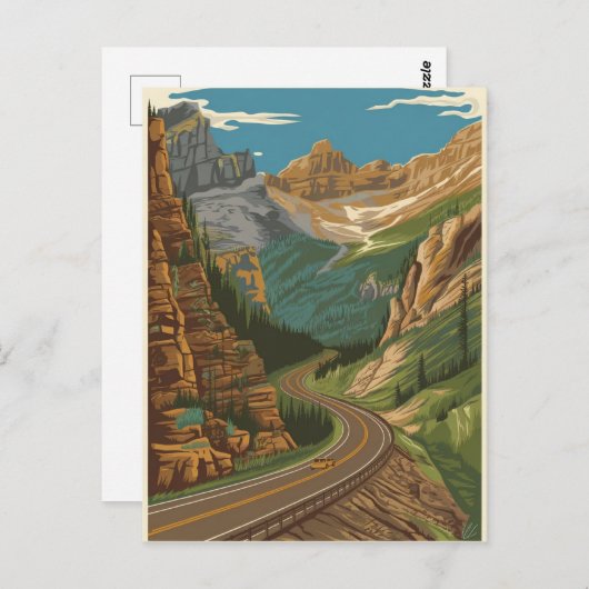 Carte Postale Illustration de la route Beartooth (Devant / Derrière)