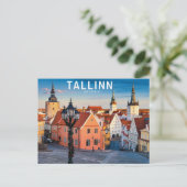 Carte Postale Illustration de la rue Tallinn Estonie (Debout devant)