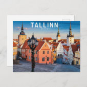 Carte Postale Illustration de la rue Tallinn Estonie (Devant / Derrière)