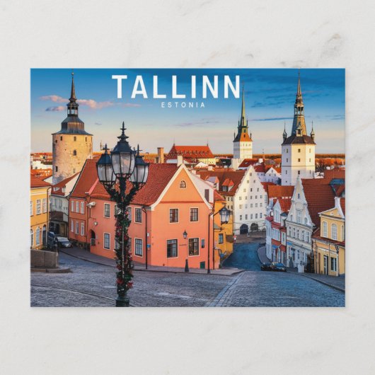 Carte Postale Illustration de la rue Tallinn Estonie (Devant)