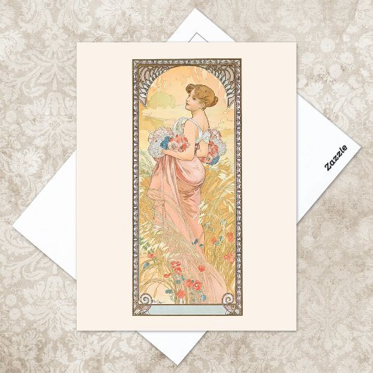 Carte Postale Illustration de la saison d'été Alphonse Mucha