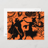 Carte Postale Illustration de la silhouette de la danse du diabl (Devant / Derrière)