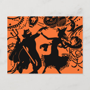 Carte Postale Illustration de la silhouette de la danse du diabl