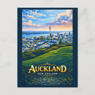 Carte Postale Illustration de la skyline d'Auckland Nouvelle-Zél