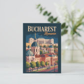 Carte Postale Illustration de la skyline de Bucarest Art de voya (Debout devant)