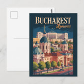 Carte Postale Illustration de la skyline de Bucarest Art de voya (Devant / Derrière)
