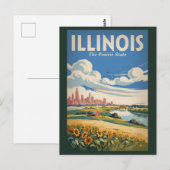 Carte Postale Illustration de la skyline de Chicago dans l'Illin (Devant / Derrière)