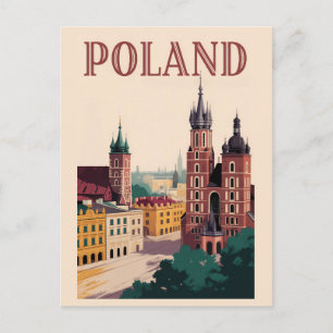 Carte Postale Illustration de la skyline de la Pologne Art de vo