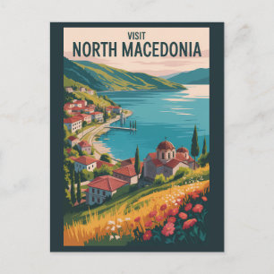 Carte Postale Illustration de la skyline de Macédoine du Nord Ar