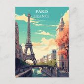 Carte Postale Illustration de la Tour Eiffel à Paris, France (Devant)