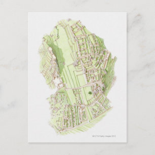 Carte Postale Illustration de la ville inca précolombienne de Ma