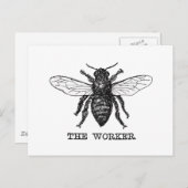 Carte Postale Illustration de l'abeille du travailleur vintage (Devant / Derrière)