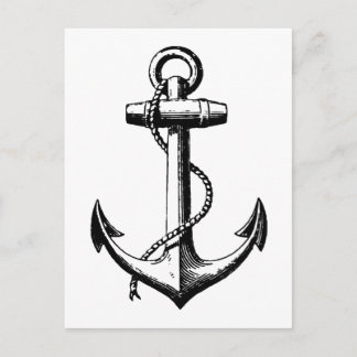 Carte Postale Illustration de l'Ancre nautique vintage