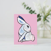 Carte Postale Illustration de lapin doux et blanc (Debout devant)