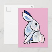 Carte Postale Illustration de lapin doux et blanc (Devant / Derrière)