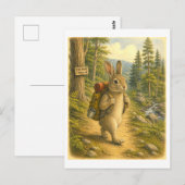 Carte Postale Illustration de lapin randonnée (Devant / Derrière)