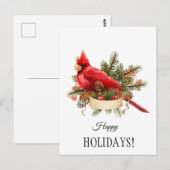 Carte Postale Illustration de l'aquarelle cardinale rouge (Devant / Derrière)