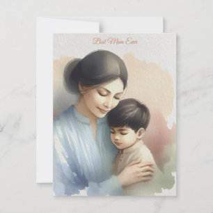Carte Postale Illustration de l'aquarelle de la meilleure maman