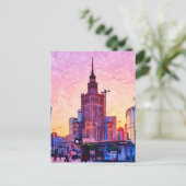 Carte Postale Illustration de l'aquarelle de Varsovie Pologne (Debout devant)