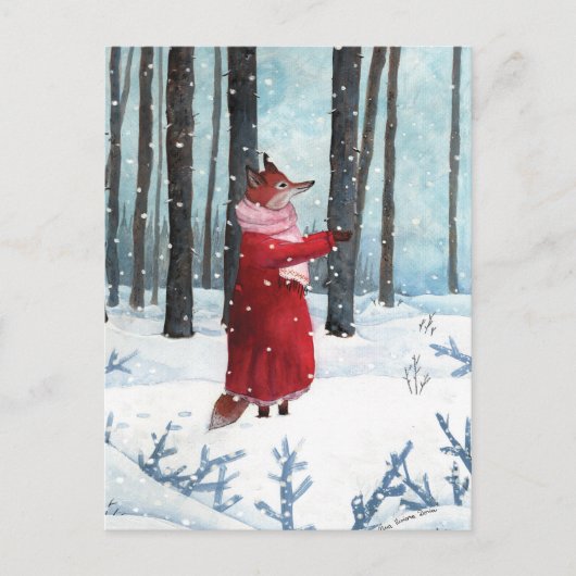 Carte Postale Illustration de l'aquarelle des flocons de neige d (Devant)