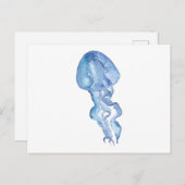 Carte Postale Illustration de l'aquarelle des méduses (Devant / Derrière)