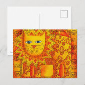 Carte Postale Illustration de l'aquarelle du lion à motifs (Devant / Derrière)