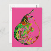 Carte Postale Illustration de l'aquarelle pop art aux fruits à p (Devant / Derrière)