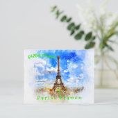 Carte Postale Illustration de l'aquarelle Tour Eiffel (Debout devant)