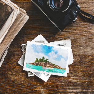 Carte Postale Illustration de l'aquarelle tropicale des Seychell