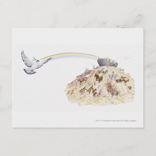 Carte Postale Illustration de l'arche de Noé avec des animaux qu (Devant)