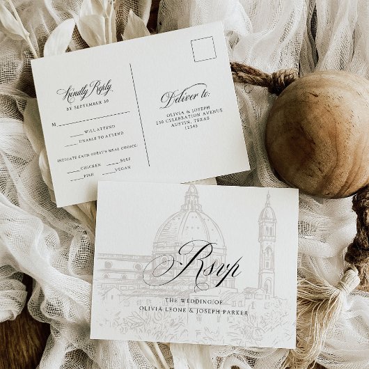 Carte Postale Illustration de l'élégance italienne | RSVP pour m