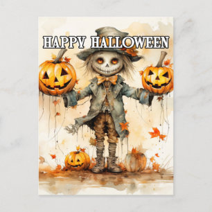 Carte Postale Illustration de l'épouvantail d'Halloween super mi